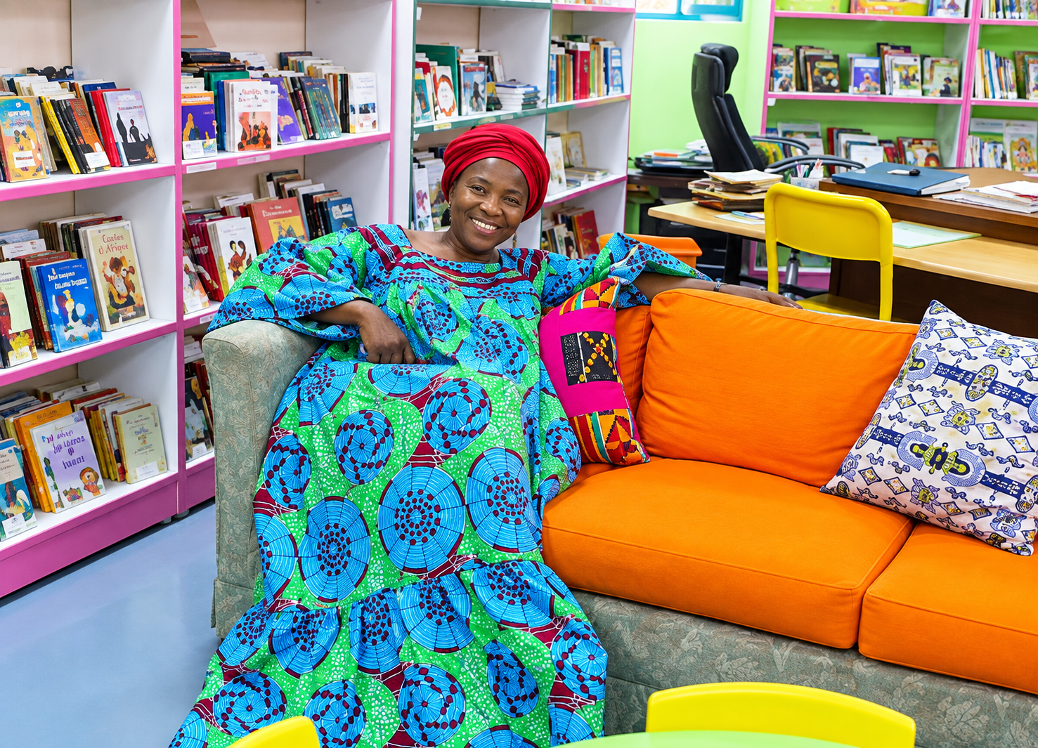 Espace bibliothèque aménagé pour les apprenants